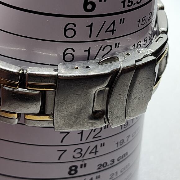 Armitron ANA DIGI Gold Silver Two Tone Alarm Blue Fume Chronograph Bezel Watch - Picture 3 of 7